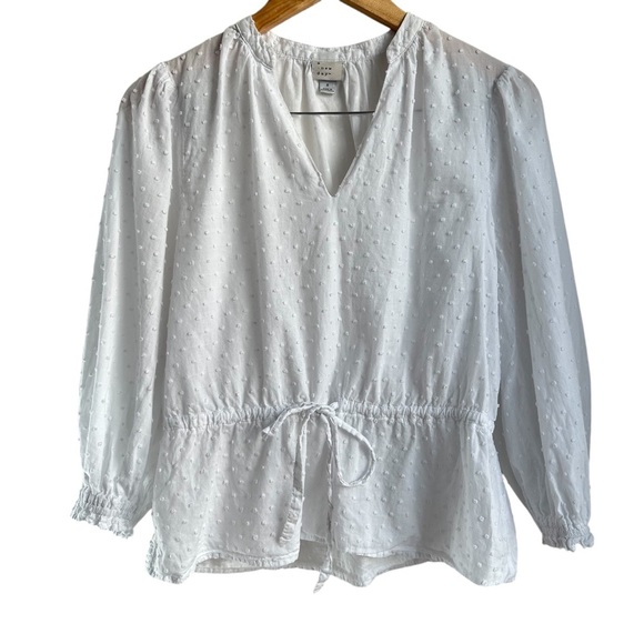 A New Day | White Textured Peplum Blouse - Picture 1 of 6